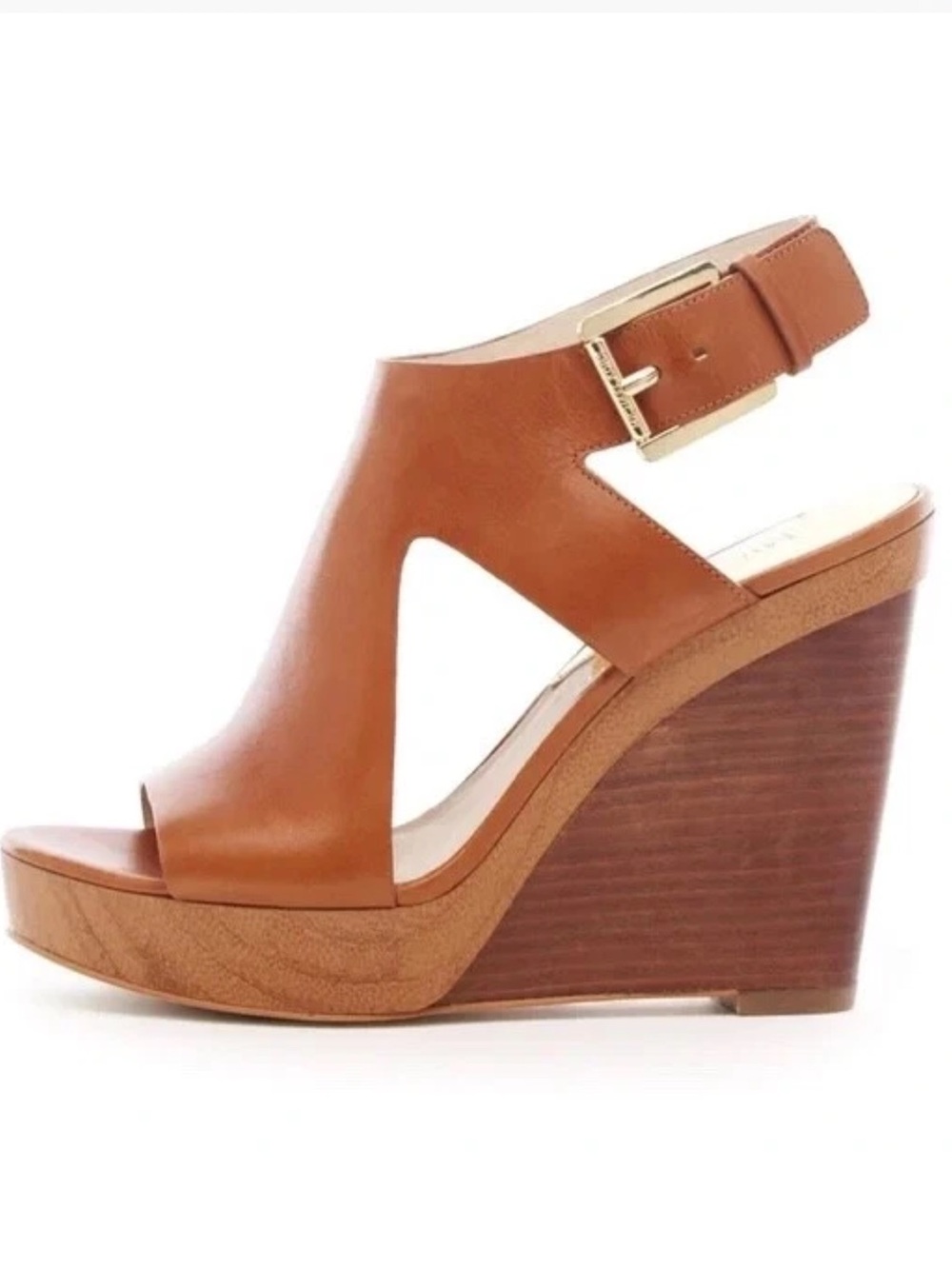 Michael Kors Josephine Leather Wedge Sandals Size 7.5 - Picture 2 of 11